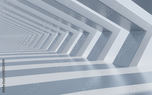 Abstract modern architecture. Clean geometric lines and shapes. 3d rendering.