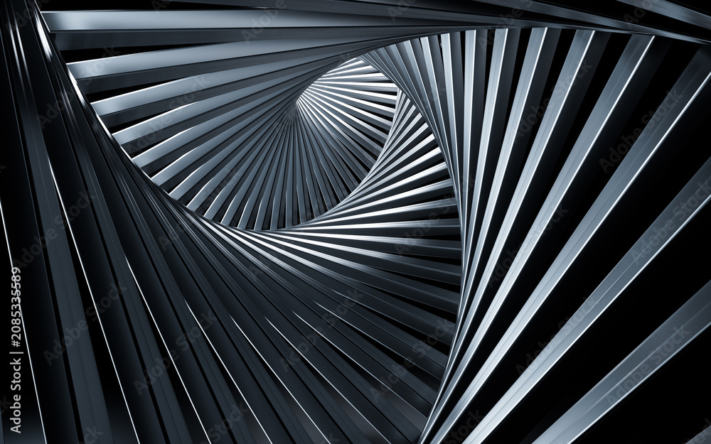Naklejka premium Black hallway tunnel modern background, 3d rendering.