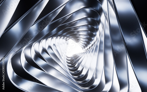 Obraz na płótnie Abstract metallic curve geometry background, 3d rendering.