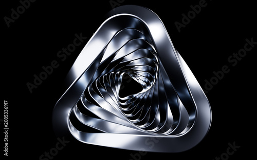 Abstract metallic curve geometry background, 3d rendering.
