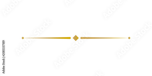 Canvastavla Gold decorative divider with diamond shape in the center isolated on transparent