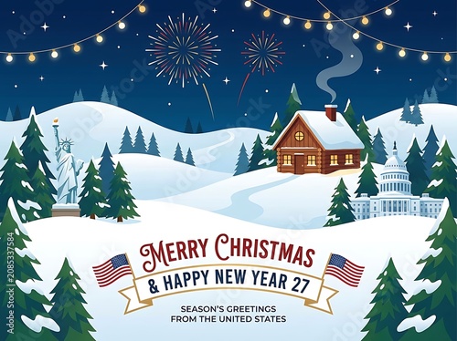 Merry christmas happy new year 2027 from united states fireworks.