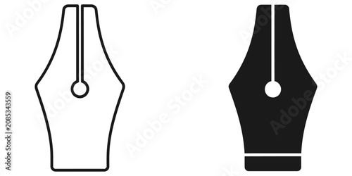 Canvastavla Fountain pen nib outline and solid fill icon on white background for writing and