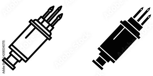 Photos Fiber optic cable splice closure with three entry points on a white background