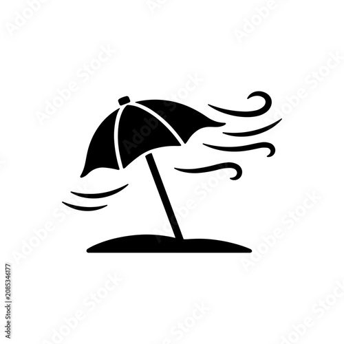 Foto Windblown Umbrella Storm Warning Icon