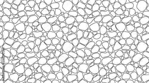 Seamless pebble stone pattern outline vector illustration for architectural texture and natural background design element
