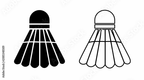Badminton Shuttlecock Icons in Solid and Outline Style