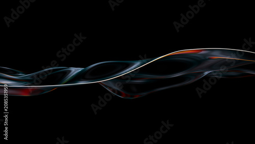 Vibrant liquid wavy surface. 3D illustration abstract iridescent fluid render. Neon holographic smooth surface with colorful interference. Stylish spectrum flow motion