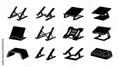 Bild auf Leinwand 12 Black Laptop Stands, Ergonomic Computer Mounts, Adjustable Tablet Holders, Po