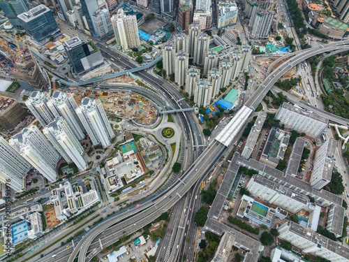 Canvas Print Aerial view of Hong Kong city