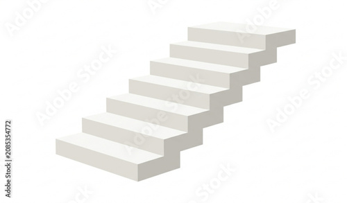 Modern White 3D Staircase Vector Illustration Isolated on White EPS10