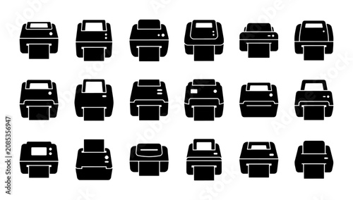 Fotografía Printer Icons Set, Office Equipment Vector Graphics, Technology Symbols Collecti