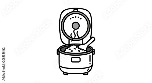 Rice cooker with open lid