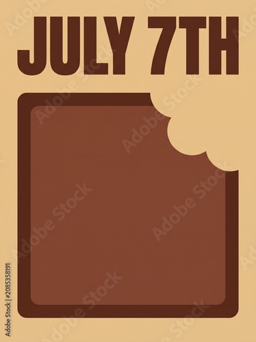 Illustration of a bitten brown chocolate square for World Chocolate Day