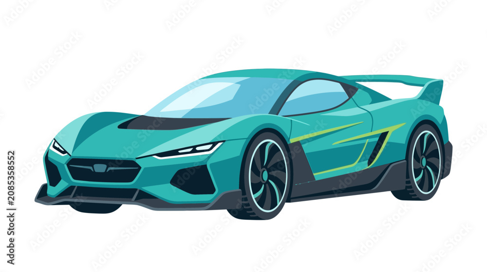 Fototapeta premium Cyan Sport Supercar Illustration