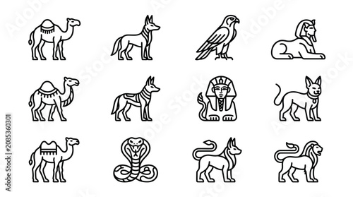 Obraz na płótnie Variety of Ancient Egyptian Animal Icons.