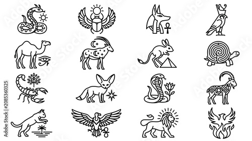 Canvas Print Variety of animals in illustrations.