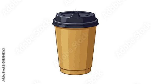 Fotografija Vector illustration recreate image of a brown disposable coffee cup with black l