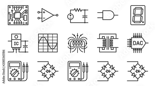 Foto Electronic circuit board design symbols.