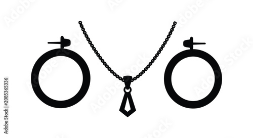 Canvas Print Hoop Earrings And Pendant Necklace Black Silhouette