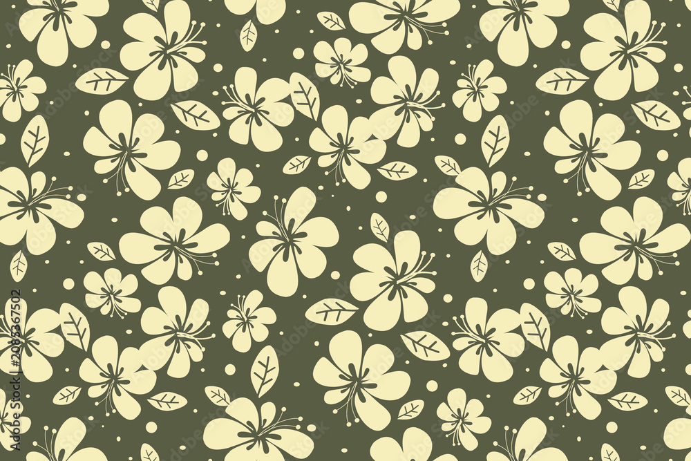 Fototapeta premium seamless pattern with flowers and butterfly