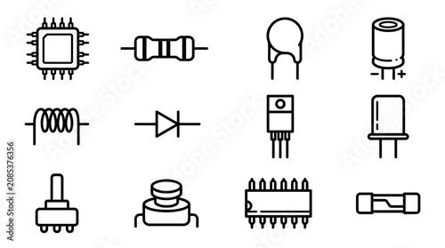 Foto Electronic components in a line.