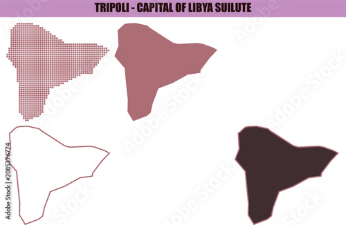 Фотография Tripoli, Libya map silhouettes, capital city, African geography