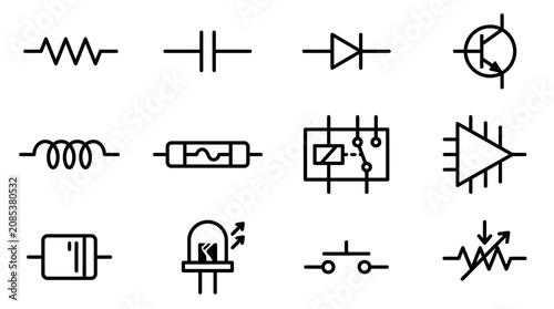 Tableau sur toile Electronic circuit symbols and diagrams.