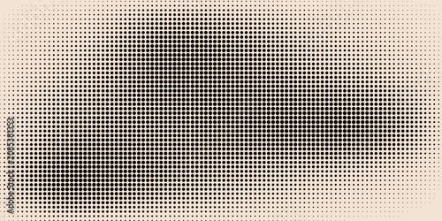 Beige halftone corner gradient background. Aged fading repeating polka dot texture. Repeated dotted gradation pattern. Vanishing comic pop art overlay backdrop. Vector cartoon raster effect wallpaper