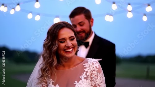 Loving couple at wedding reception