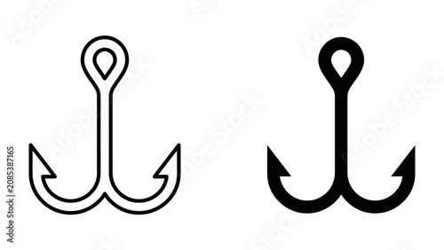 Photos Anchor Icons: Two anchor icons, one in outline and one solid black, symbolizing maritime adventure, stability, and nautical themes