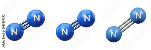 isolated set of the Nitrogen molecule blue N2 high quality on withe background PNG photo stock''