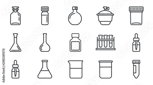 Foto Laboratory equipment and chemical containers.