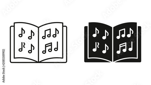 Картината върху платно Musical Notation on Open Book: An open book displays musical notation with clear black and white symbols for notes and rests, representing the art of music and its fundamental elements
