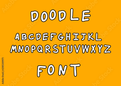Hand-written Outlined Font! Doodle, scribble, kid or hand-drawn text with letters on it from A to Z. English marker, pencil, crayon childish comic font (Full Vector)
