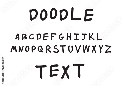 Hand-written Font! Doodle, scribble, kid or hand-drawn text with letters on it from A to Z. English marker, pencil, crayon childish comic font (Full Vector)