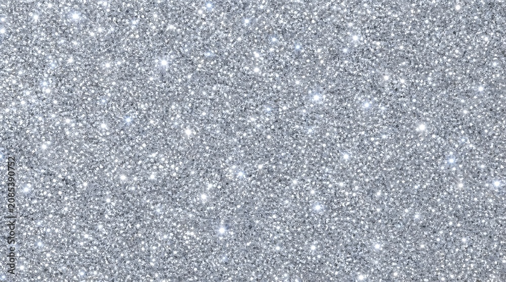 Fototapeta premium Close up silver glitter texture background high definition shimmer