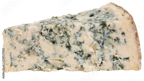 Obraz na plátně Wedge of blue cheese with visible mold veins
