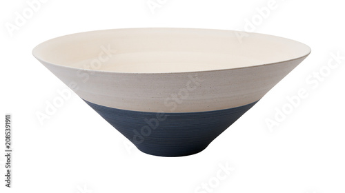 Obraz na płótnie Wide ceramic bowl with textured blue base and cream top
