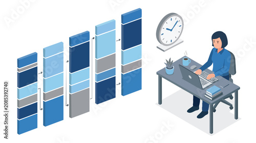 Isometric Time Blocking Schedule Vector