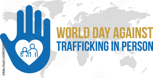 Tableau sur toile World Day Against Trafficking in Persons Blue Hand Icon and Family Protection Co