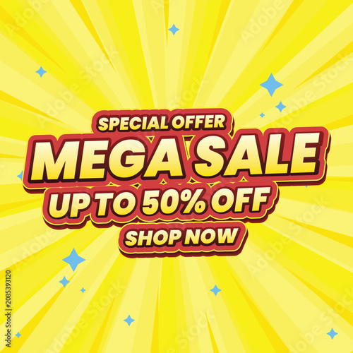 Mega sale banner template design. Limited Time Offer special banner. EPS 10.