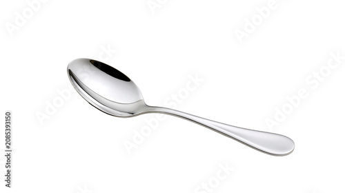 Foto Shiny metal spoon with curved handle