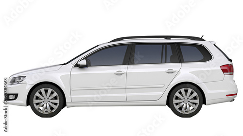 Fotografie White station wagon car with roof rails and tinted windows