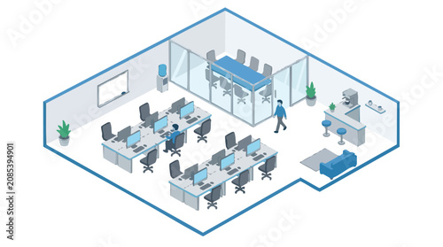 Isometric Startup Office Interior