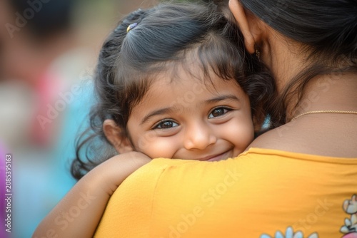 Child's Joyful Embrace With Parent