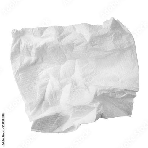 crumpled Paper Napkin isolated, full depth of field
