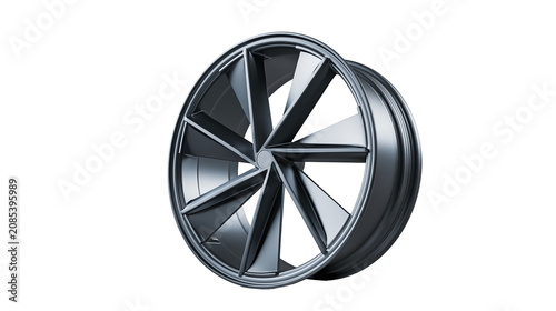 Foto Modern alloy car wheel with intricate spoke design