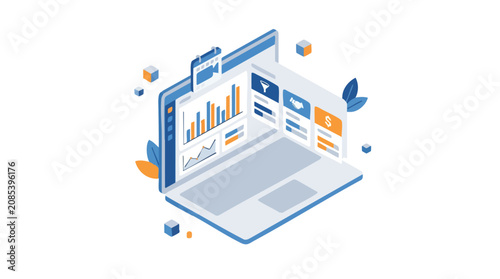 Isometric Sales Dashboard Illustration