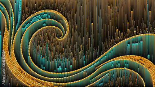 Golden Turquoise Abstract Flow